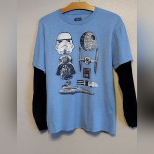 Star Wars Darth Vader double sleeve blue/black shirt men's XL